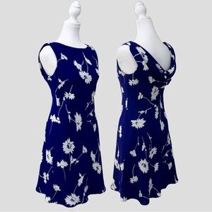 Vintage S.L Fashions Draped Back Boat Neck A-Line Mini Dress US 2/4 80s 90s